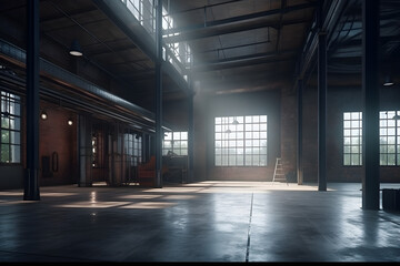 Obraz premium Modern empty warehouse. Generative AI