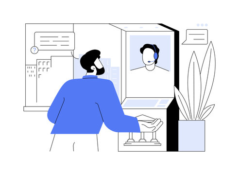 Interactive teller machine abstract concept vector illustration.