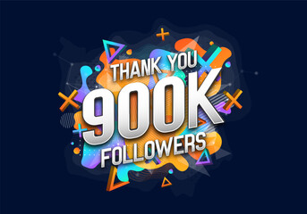 900000 followers. Poster for social network and followers. Vector template for your design.