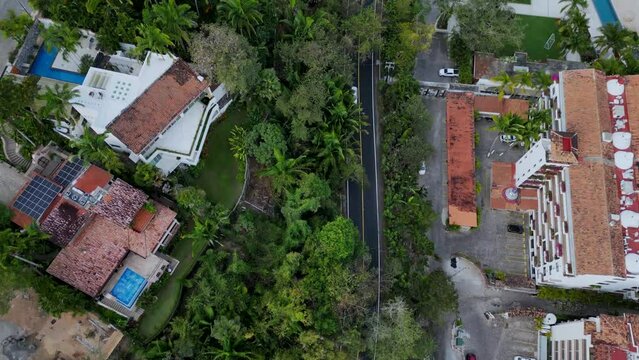 Aerial video view of road in Puerto Vallarta Mexico