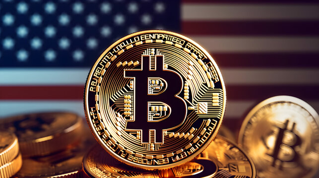 Bitcoin BTC America USA crypto flag SEC, AI generated