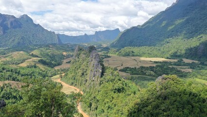 Fototapeta na wymiar Nam Xay Viewpoint in Vang Vieng Laos