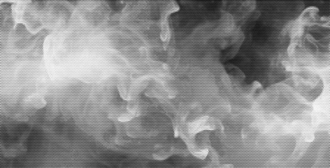 Halftone overlay texture. With an illustration of smoke and fire. Grunge vector background for contemporary designs. Y2k style - obrazy, fototapety, plakaty