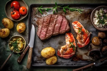 Foto op Canvas grilled beef steak on background © STORYTELLER