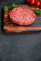 cutlet raw meat fresh ground beef, pork, chicken meal food snack on the table copy space food background rustic top view