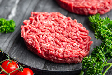 cutlet raw meat fresh ground beef, pork, chicken meal food snack on the table copy space food background rustic top view