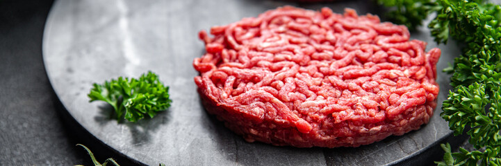 cutlet raw meat fresh ground beef, pork, chicken meal food snack on the table copy space food background rustic top view