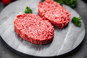 cutlet raw meat fresh ground beef, pork, chicken meal food snack on the table copy space food background rustic top view