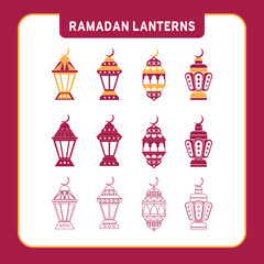 Vector Ramadan lanterns and Islamic designs