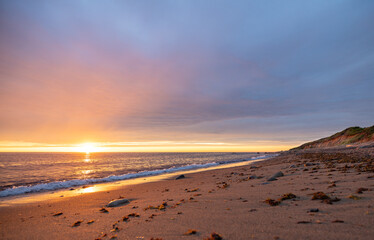 Sunset on the beach on Block Island, Rhode Island, USA