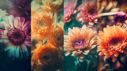 Obraz na płótnie Canvas Abstract modern summer flower collage. Generative AI