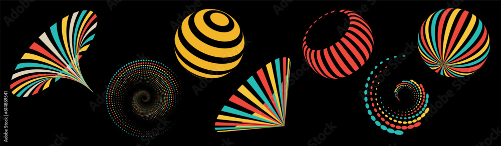 Poster set of aesthetic y2k geometric shapes. simple trendy colorful geometric shapes. retro design element