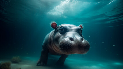 Baby hippo under water

 - obrazy, fototapety, plakaty