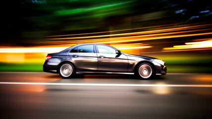 Fototapeta na wymiar Professional photography of the car with fast shutter speed, the movement of the car at speed