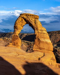 Delicate Arch at evening in Arches National Park near Moab Utah
