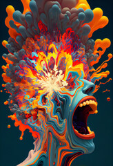 Surreal illustration of an angry mind