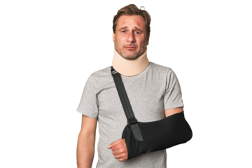 Captivating studio portrait portrays a man in vulnerable pain, evoking empathy and compassion.