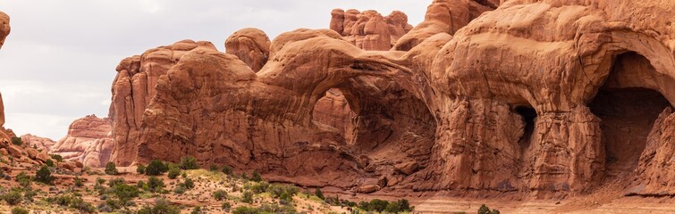 Panorama of Double Arch in the Windows area of Arches National Park near Moab Utah
