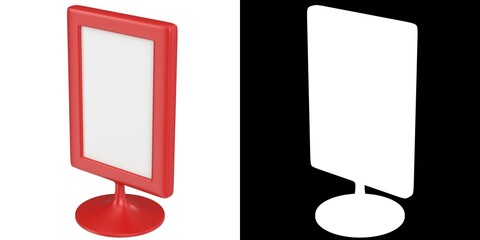 3D rendering illustration of a tabletop banner sign holder