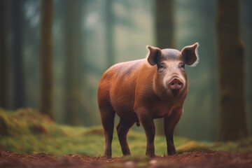 Fototapeta premium wild boar in their natural environment in the forest. Generative AI