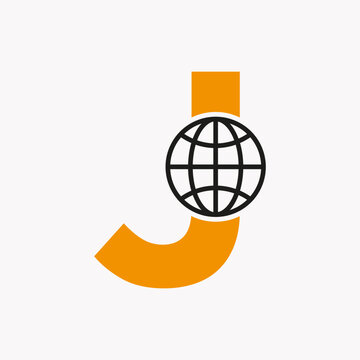 Letter J Global Logo Design. Global Logotype Symbol Vector Template