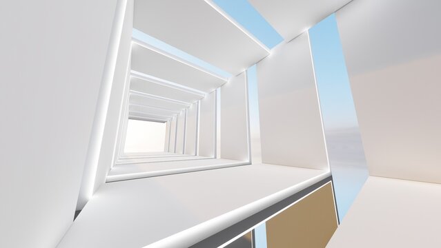 Architecture background geometric arched interior 3d render © Annuitti