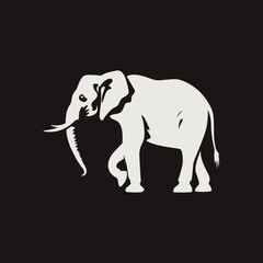 Elephant Silhouette, Vector Art, Isolated, Negative Space Illustration