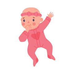 Cute Little Baby Girl or Infant Lying Wear Pink Clothes Vector Illustration