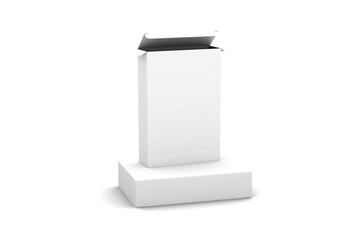 Opened rectangular pill blister box, packaging template for product design mockup on a transparent background 