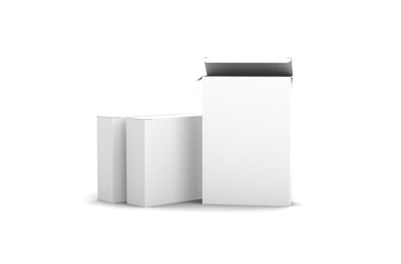 Opened rectangular pill blister box, packaging template for product design mockup on a transparent background 