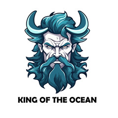 Poseidon mascot vector, God e-sport logo mythology for team