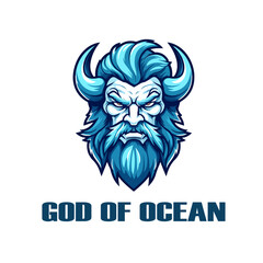 Poseidon mascot vector, God e-sport logo mythology for team