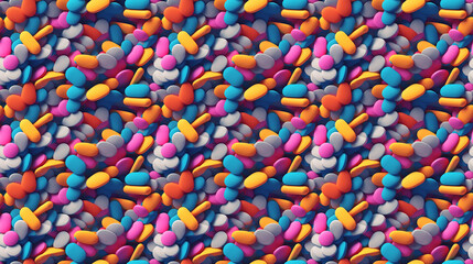 Seamless pills and medicine pattern, created with AI Generative Technology