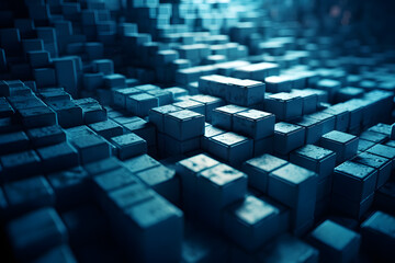Technical background with constructed cubes. Generative AI