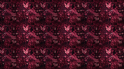 Seamless velvet with plants pattern, created with AI Generative Technology