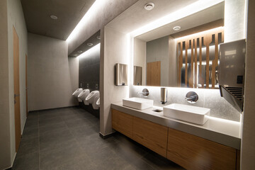 Naklejka na ściany i meble Beautiful design of a public toilet and restroom