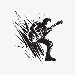 Man with guitar. Rock Star. Punk. Musician artist vector illustration