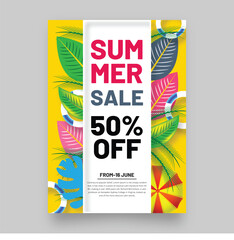 Summer Sale Flyer Layout, Vector Illustration Season Poster Template-EPS 10