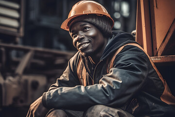 Fototapeta na wymiar African Mine Worker resting