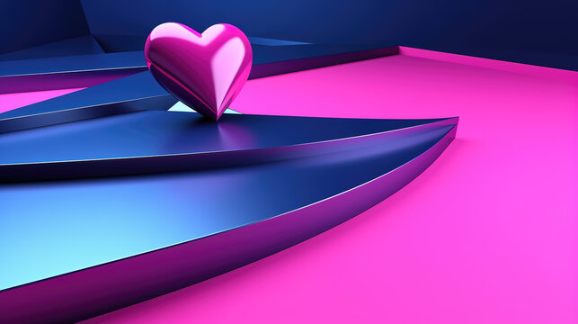 an elegant beautiful heart made in a pink style, wallpaper, ai generated image