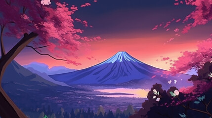 a simple clean illustration of the mountain, cartoon artstyle, ai generated image