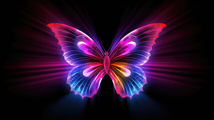 Obraz na płótnie Canvas a neon light silhouette inspired butterfly wallpaper, ai generated image