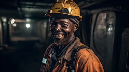 Fototapeta na wymiar African Mine Worker with smile