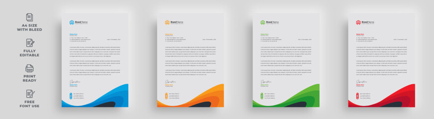 letterhead creative corporate company trendy newest minimal simple attractive unique advertising abstract a4 size informative newsletter flyer brochure magazine page bundle template design with a logo