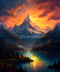 sunset over the lake