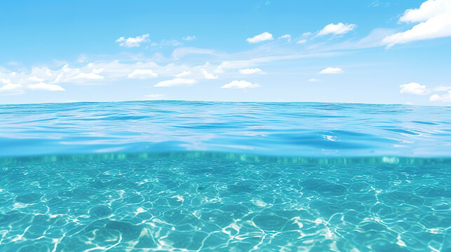 clear ocean water, half water half sky wallpaper artwork, ai generated image