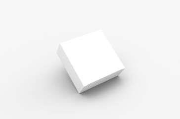 Square product box packaging mockup for brand advertising on a transparent background.