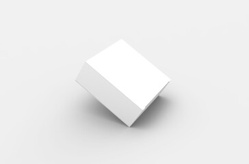Square product box packaging mockup for brand advertising on a transparent background.