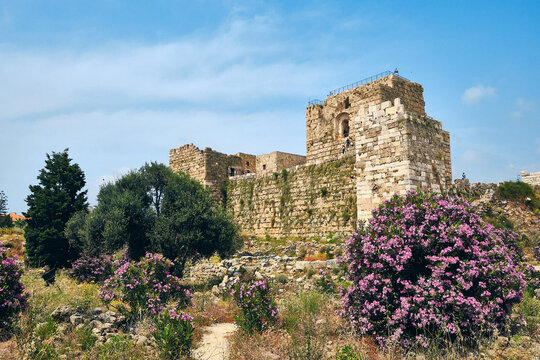 The Crusader castle of Gibelet built in 12th century located in Byblos, Jbeil, Lebanon. UNESCO World heritage site