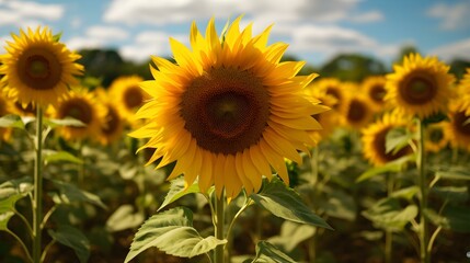 Obraz premium Sunflowers Field in the Summer Sun